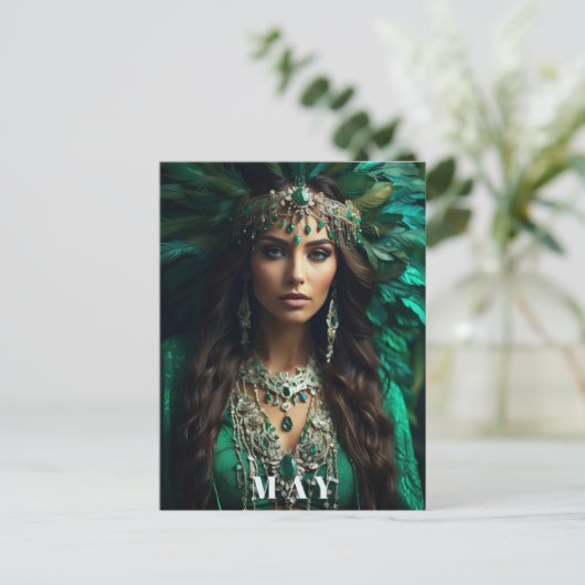 *~ AP53 MEI GODIN VERJAARDAG Emerald Boho Briefkaart (Staand voorkant)