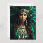 *~ AP53 MEI GODIN VERJAARDAG Smaragd Boho Briefkaart (Voorkant / Achterkant)