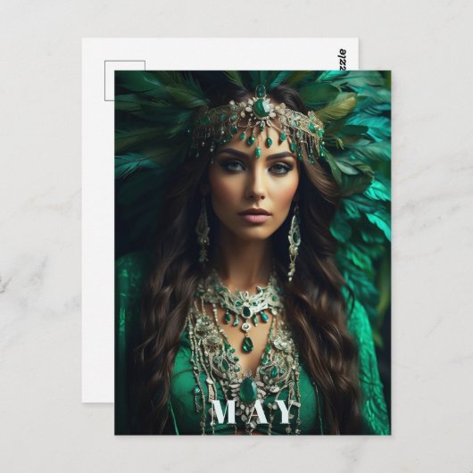 *~ AP53 MEI GODIN VERJAARDAG Smaragd Boho Briefkaart (Voorkant / Achterkant)