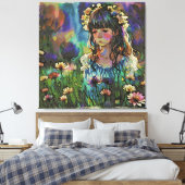 *~ AP56 Wilde Bloemengebied Meisje Kunst het Schil Canvas Afdruk (Insitu (Slaapkamer))