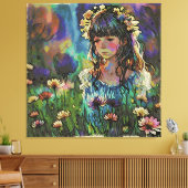*~ AP56 Wilde Bloemengebied Meisje Kunst het Schil Canvas Afdruk (Insitu (Woonkamer))