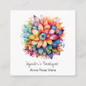 *~* AP57 Boho QR Bold Retro 60's Bloemboeket Vierkante Visitekaartje (Voorkant)