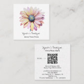 *~* AP57 Boho QR Bold Retro 60's Flower DAISY Vierkante Visitekaartje (Voorkant / Achterkant)