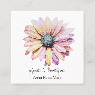 *~* AP57 Boho QR Bold Retro 60's Flower DAISY Vierkante Visitekaartje