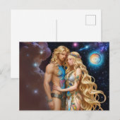 *~* AP58 Kosmische Paar Fantasie Romantische Galax Feestdagenkaart (Voorkant / Achterkant)