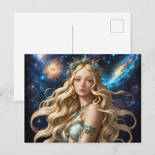 *~* AP58 Kosmische Vrouwen Fantasie CELESTIAL Feestdagenkaart (Voorkant / Achterkant)