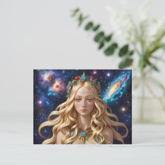 *~* AP58 Kosmische Vrouwen Fantasie Juwelen Galaxy Feestdagenkaart (Staand voorkant)