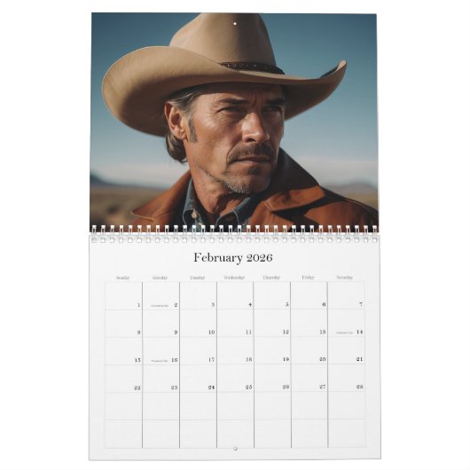 *~* AP59 Mannen Man Wild West Cowboy 1 Kalender (Feb 2026)