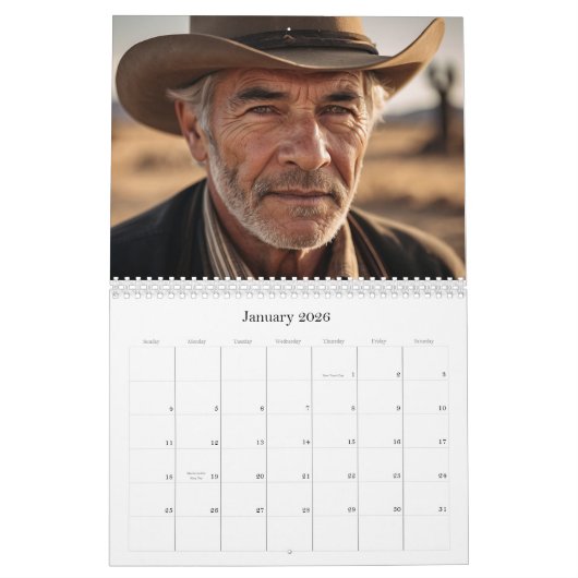 *~* AP59 Mannen Man Wild West Cowboy 2 Kalender (Jan 2026)
