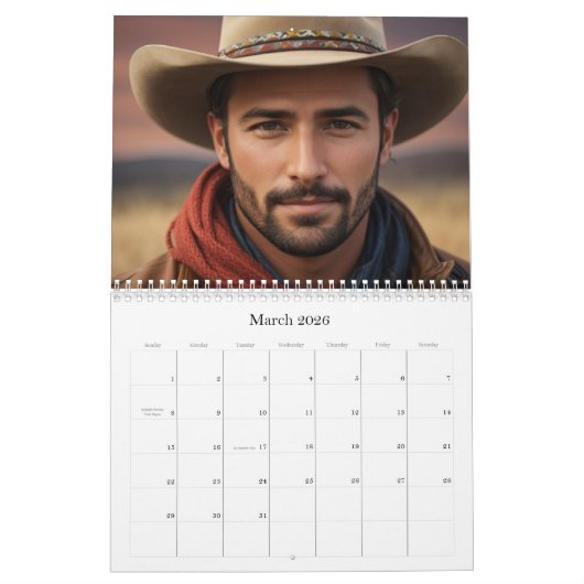 *~* AP59 Mannen Man Wild West Cowboy 2 Kalender (Mar 2026)