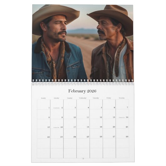 *~* AP59 Mannen Man Wild West Cowboy 2 Kalender (Feb 2026)