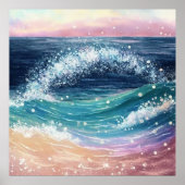 *~* AP60 Glitter Coastal Ocean Sand Beach Wave Zee Poster (Voorkant)
