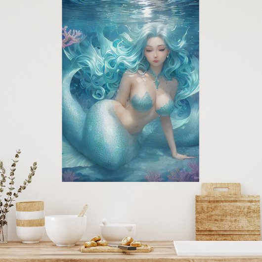 ** AP60 Water Goddess Fantasy Zee Zeemeermin 11 Poster (Keuken)