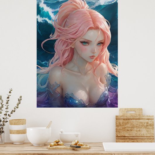 ** AP60 Water Goddess Fantasy Zee Zeemeermin 26 Poster (Keuken)
