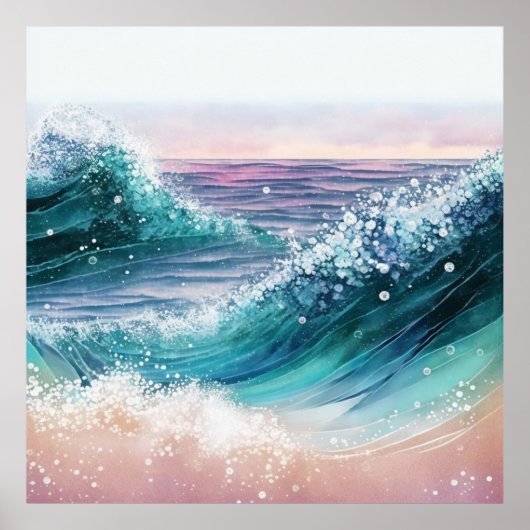 *~* AP60 Wave Zee Sparkle Coastal Ocean Sand Beach Poster (Voorkant)
