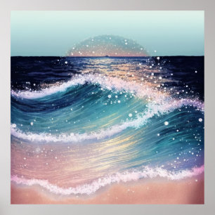 *~* AP60 Zee Glitter Kustoceaan Zand Beach Wave Poster