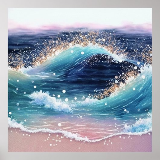 *~* AP60 Zee Sparkle Coastal Ocean Sand Beach Wave Poster (Voorkant)
