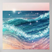 *~* AP60 Zee Sparkle Sand Coastal Ocean Beach Wave Poster (Voorkant)