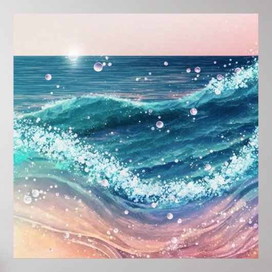 *~* AP60 Zee Sparkle Sand Coastal Ocean Beach Wave Poster (Voorkant)