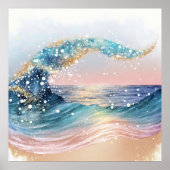 *~* AP60 Zee Sparkly Sand Beach Coastal Ocean Wave Poster (Voorkant)