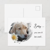 *~ AP61 Bloem Ziek Krijg Goed Gouden Hond Briefkaart (Voorkant / Achterkant)