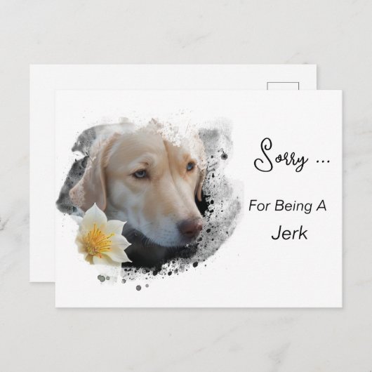 *~* AP61 Sad Lab Retriever Bloem Sorry Jerk Briefkaart (Voorkant / Achterkant)