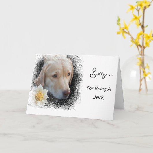 *~* AP61 Treurige Lab Retriever Bloem Bericht Kaart (Gele Bloem)