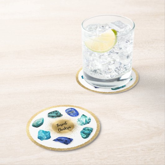 *~* AP64 Emoto Water Elixir Keel Chakra Ronde Kartonnen Onderzetter (Insitu)