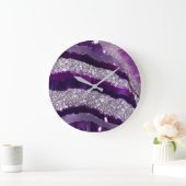 *~* AP66 Glam QR Lavende Paarse Zilveren Glitter Grote Klok (Huis)