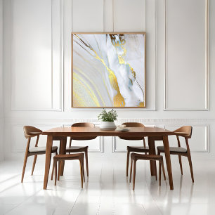 *~ AP66 Marmeren Steen Abstracte Witte Gouden Foli Canvas Afdruk