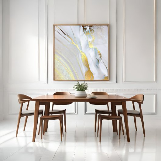 *~ AP66 Marmeren Steen Abstracte Witte Gouden Foli Canvas Afdruk