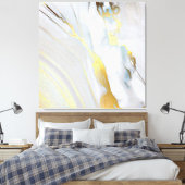 *~ AP66 Marmeren Steen Abstracte Witte Gouden Foli Canvas Afdruk (Insitu (Slaapkamer))