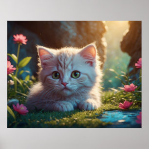 *~* AP68 5:4 Feline Tan Kat Kitten Fluffy Poster