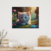 *~* AP68 5:4 Feline Tan Kat Kitten Fluffy Poster (Keuken)