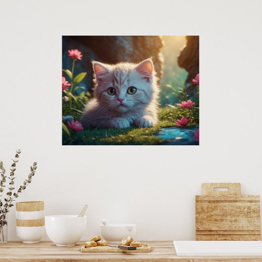 *~* AP68 5:4 Feline Tan Kat Kitten Fluffy Poster (Keuken)