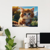 *~* AP68 5:4 Fluffy ORANJE katachtige Kat Kitten Poster (Thuiskantoor)