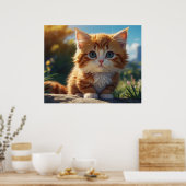 *~* AP68 5:4 Fluffy ORANJE katachtige Kat Kitten Poster (Keuken)