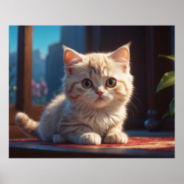 *~* AP68 5:4 Kat Feline Kat Kitten Fluffy Tan Poster