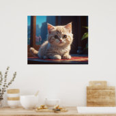 *~* AP68 5:4 Kat Feline Kat Kitten Fluffy Tan Poster (Keuken)
