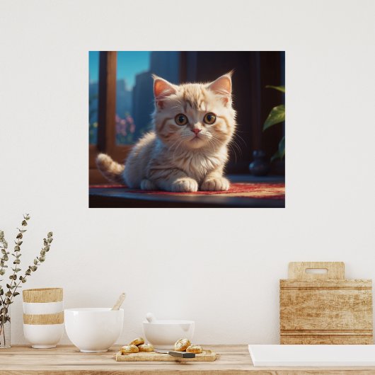 *~* AP68 5:4 Kat Feline Kat Kitten Fluffy Tan Poster (Keuken)