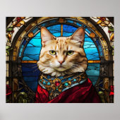 *~* AP68 5:4 Kat Feline Waterverf Glas in lood Poster (Voorkant)