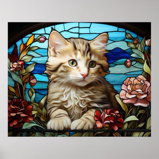 *~* AP68 5:4 Kat Katachtige Poes Kitten Gebrandsch Poster (Voorkant)
