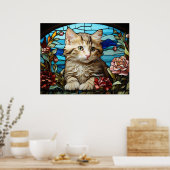 *~* AP68 5:4 Kat Katachtige Poes Kitten Gebrandsch Poster (Keuken)