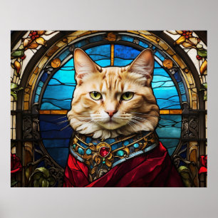 *~* AP68 5:4 Kat Katachtige Waterverf Glas-in-lood Poster