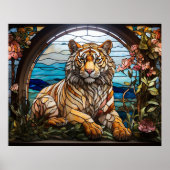 *~* AP68 5:4 Levendige Feline TIGER Glas in lood Poster (Voorkant)