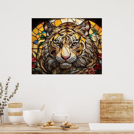 *~* AP68 Fantasy Bold 5:4 TIGER Glas in lood Poster (Keuken)