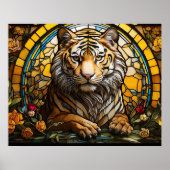 *~* AP68 Fantasy TIGER Glas in lood Kleurrijk 5:4 Poster (Voorkant)
