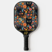 *~* AP68 Floral Whimsical Quirky Cat FOTO 1 Pickleball Paddle (Voorkant)