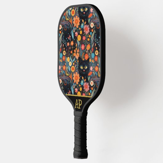 *~* AP68 Floral Whimsical Quirky Cat FOTO 1 Pickleball Paddle (Links)