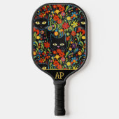*~* AP68 Floral Whimsical Quirky Cat FOTO 2 Pickleball Paddle (Voorkant)